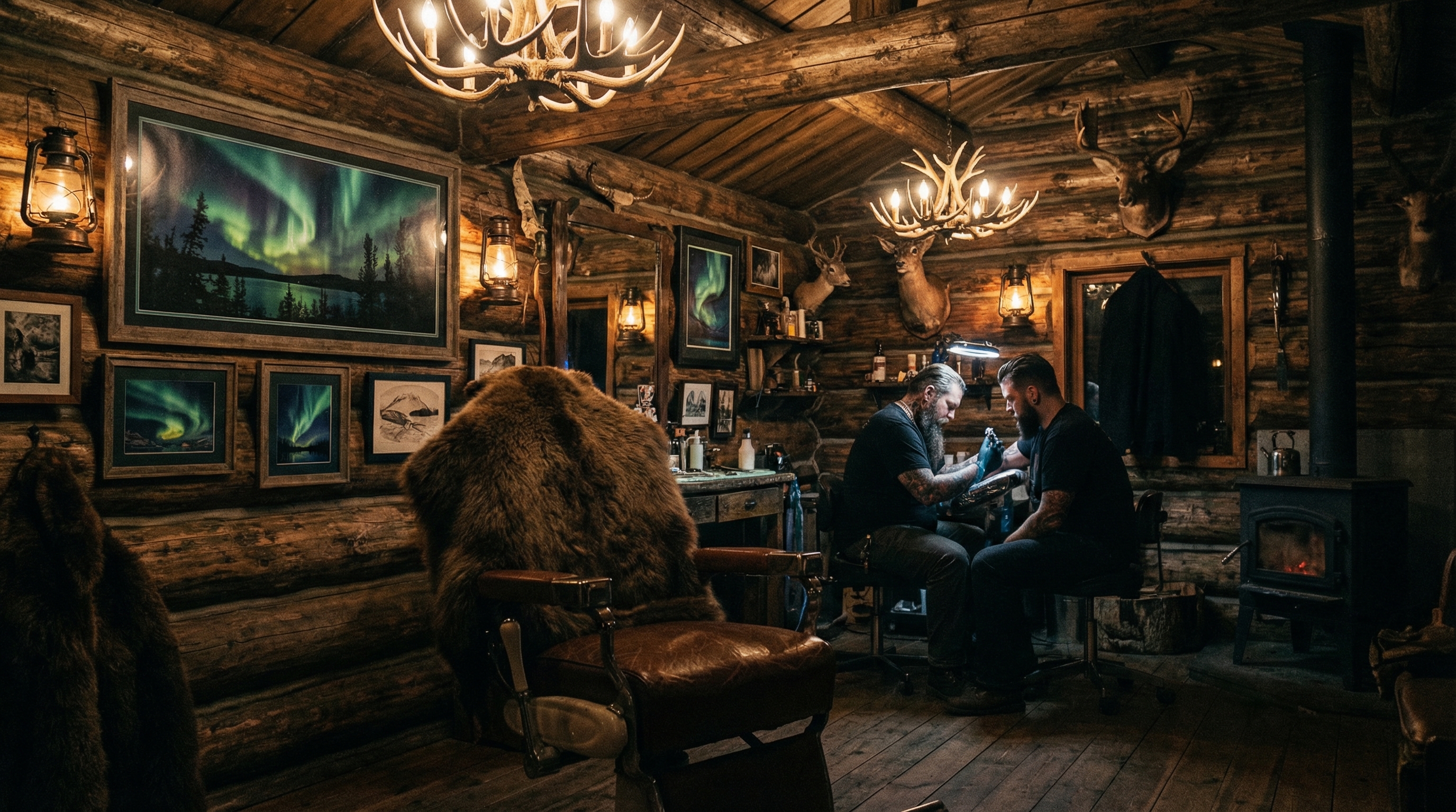 Tattoo shop interior representing Alaska
