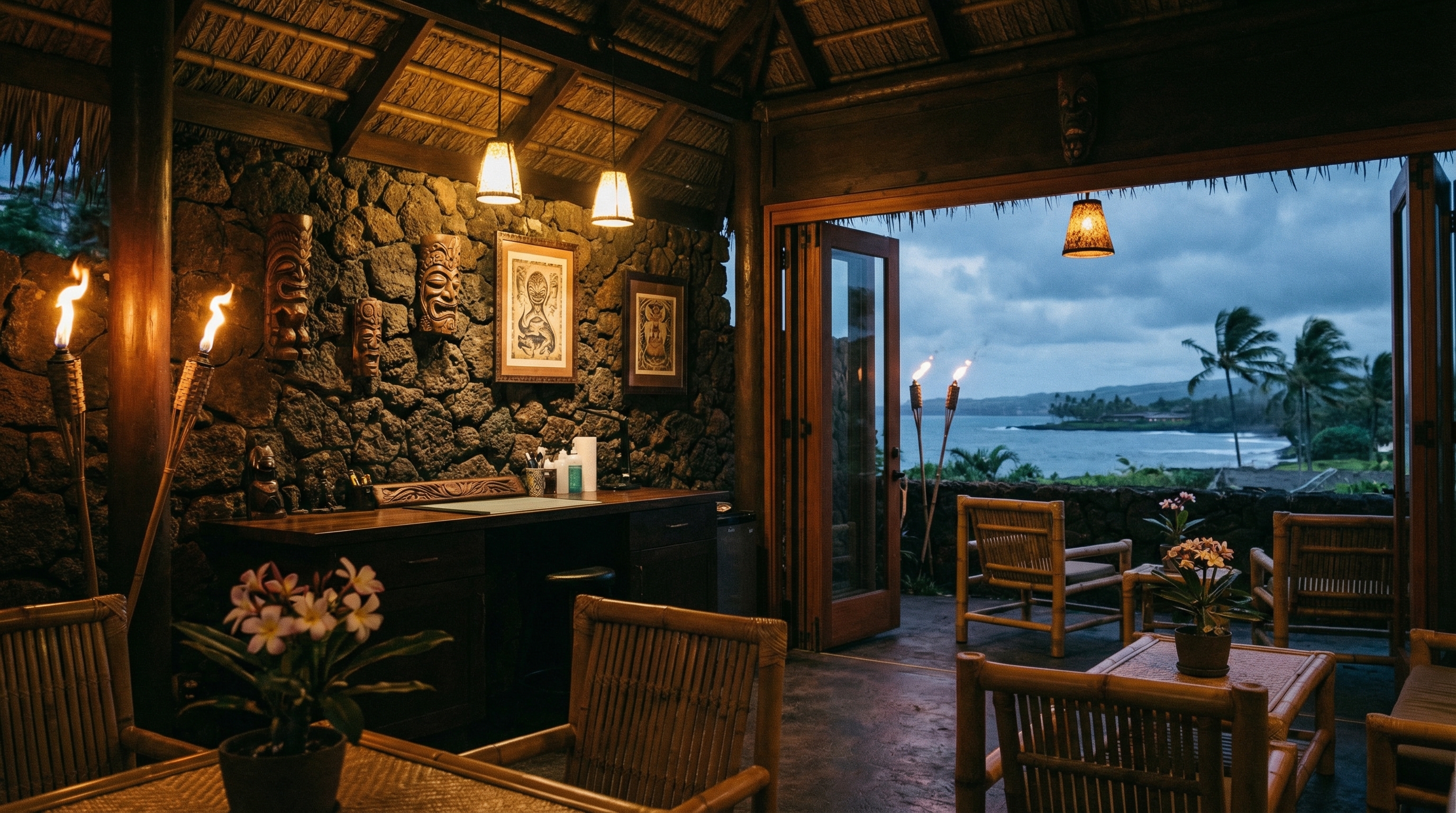 Tattoo shop interior representing Hawaii