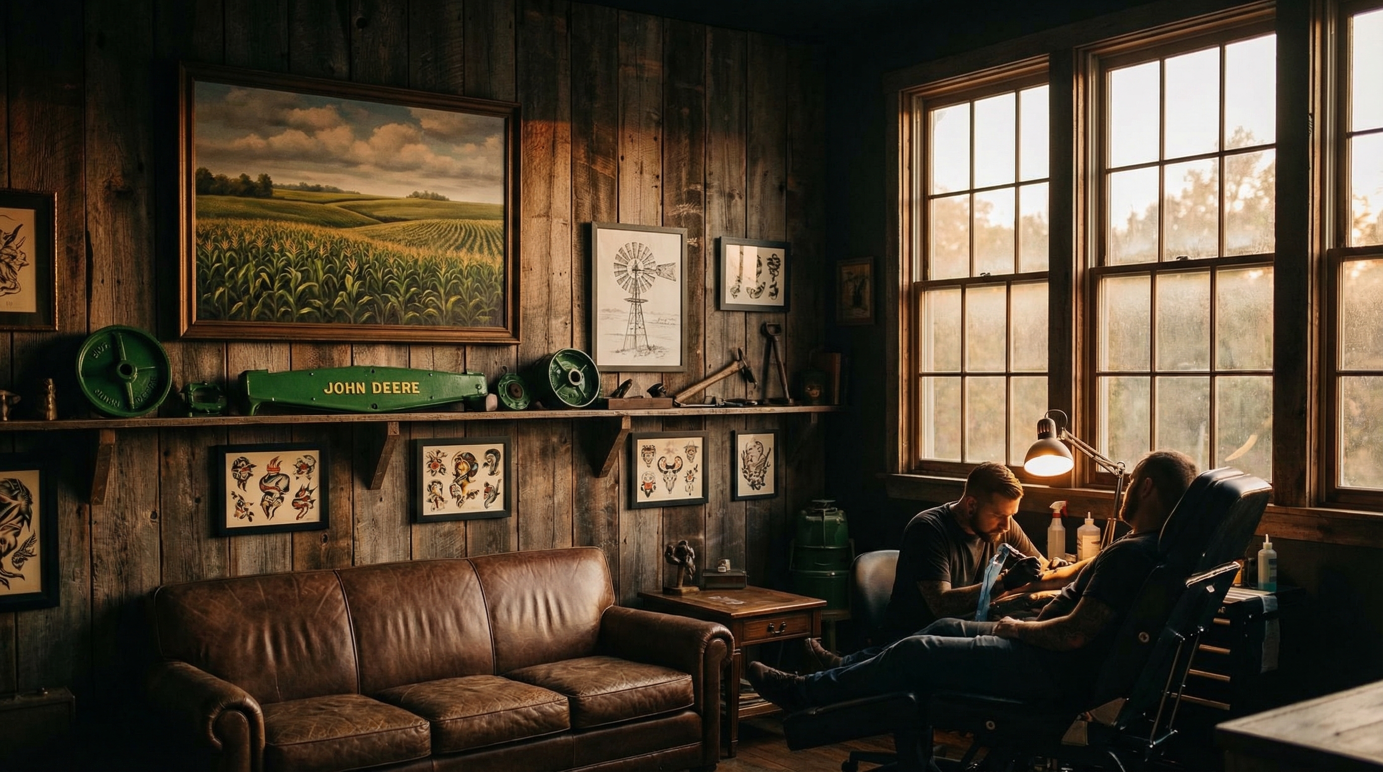 Tattoo shop interior representing Iowa