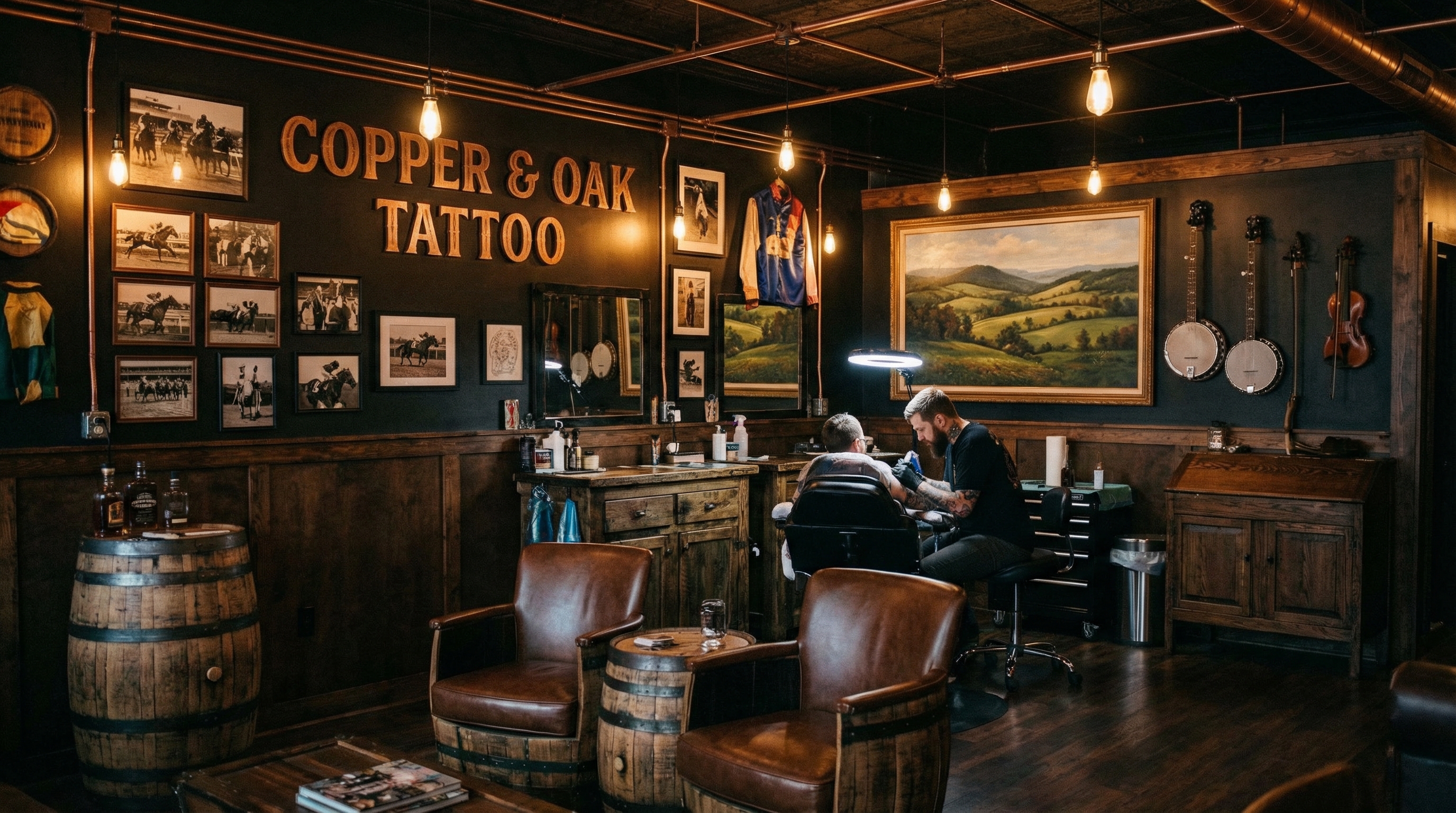 Tattoo shop interior representing Kentucky