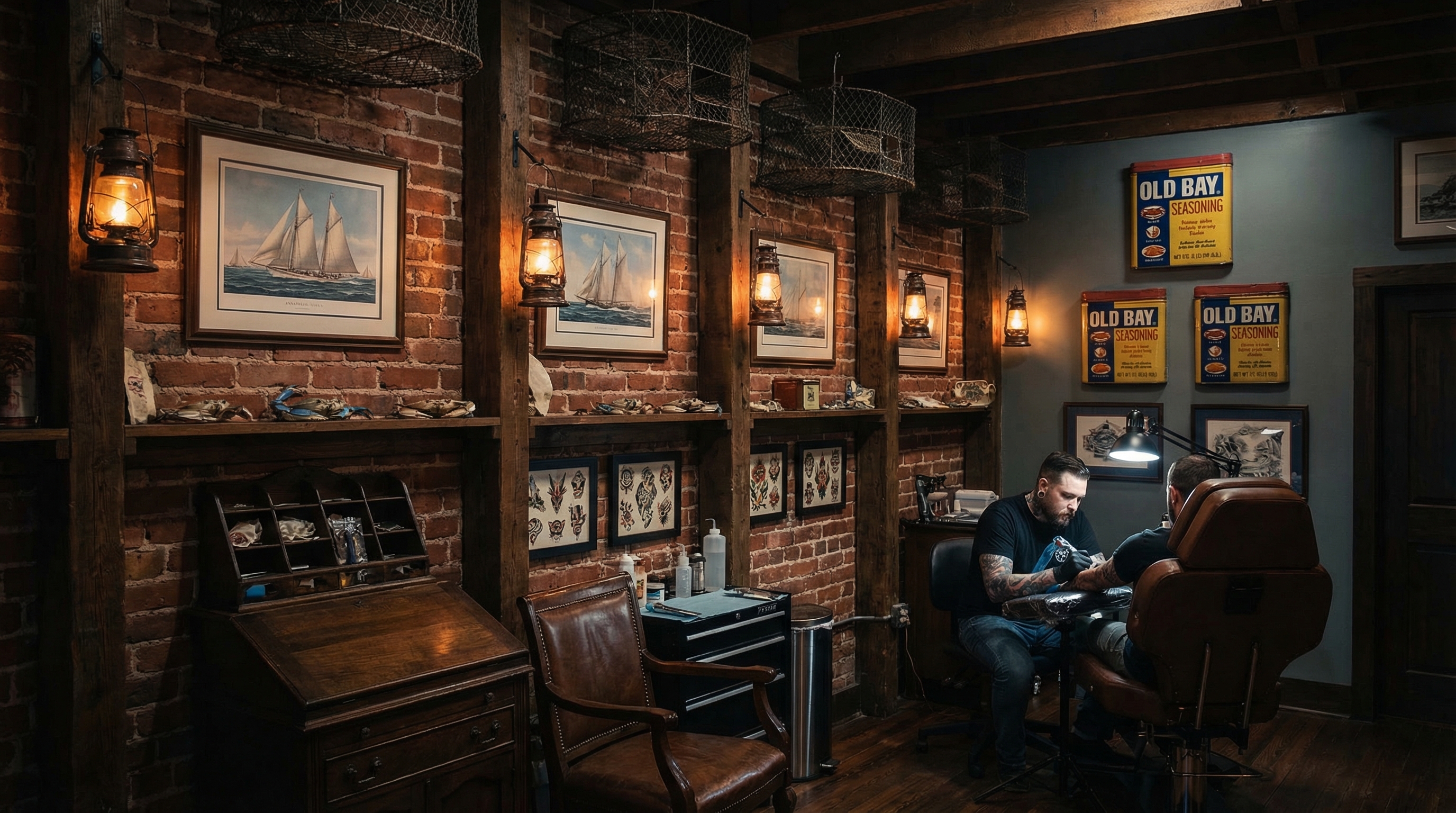 Tattoo shop interior representing Maryland