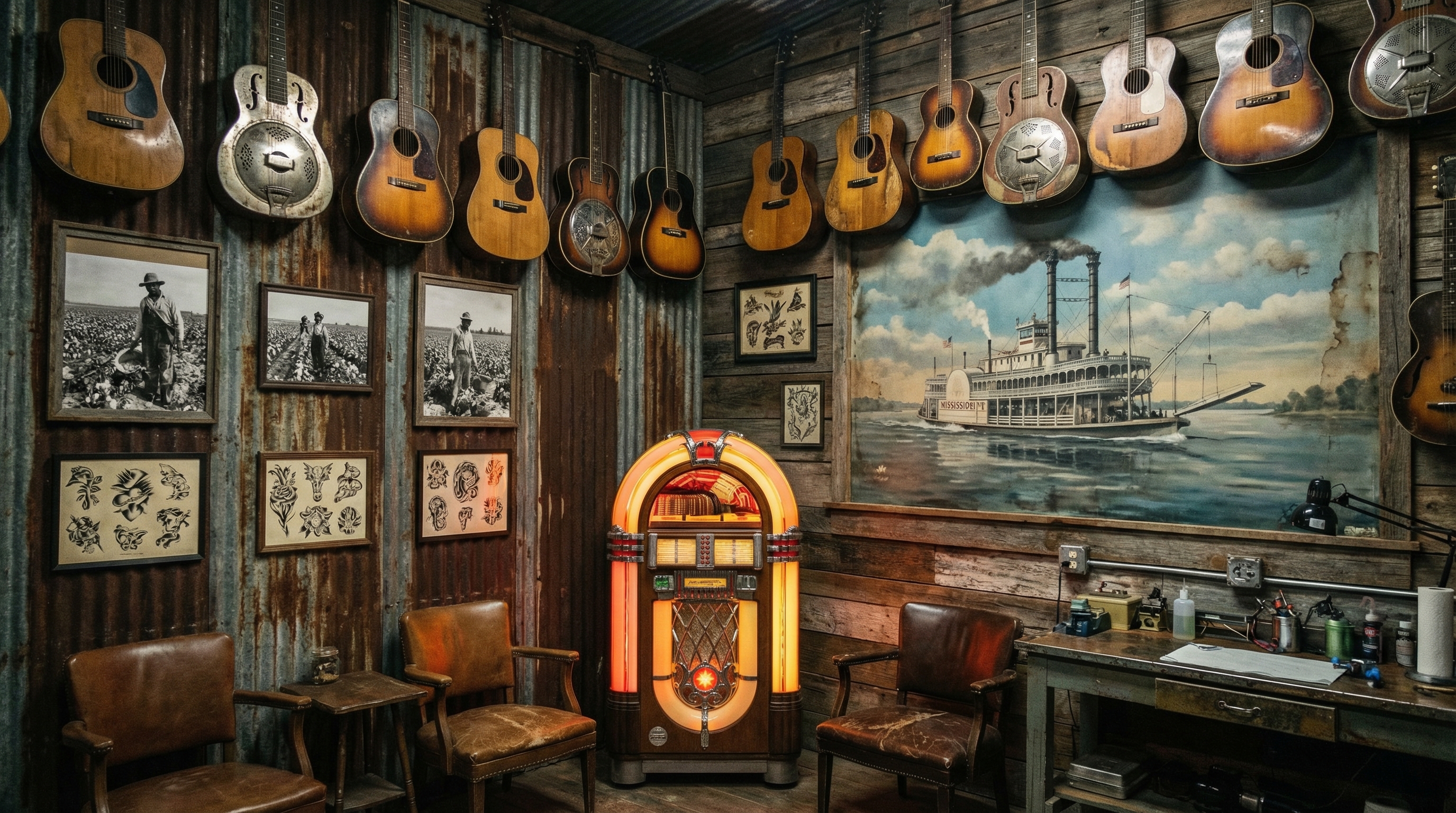 Tattoo shop interior representing Mississippi