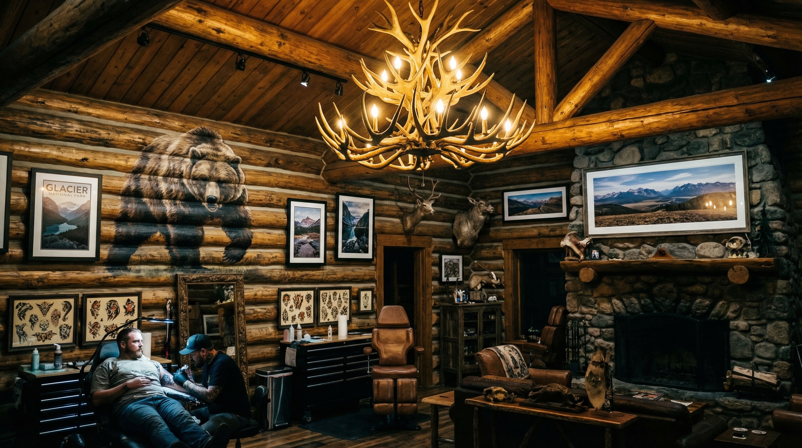 Tattoo shop interior representing Montana