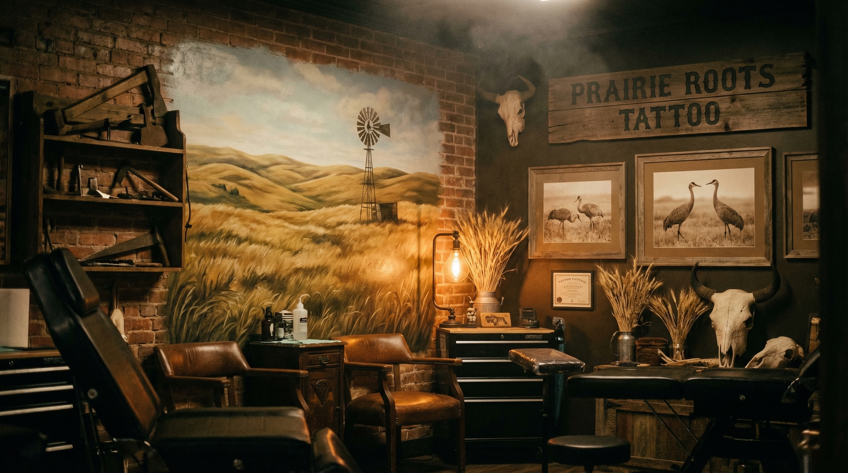 Tattoo shop interior representing Nebraska