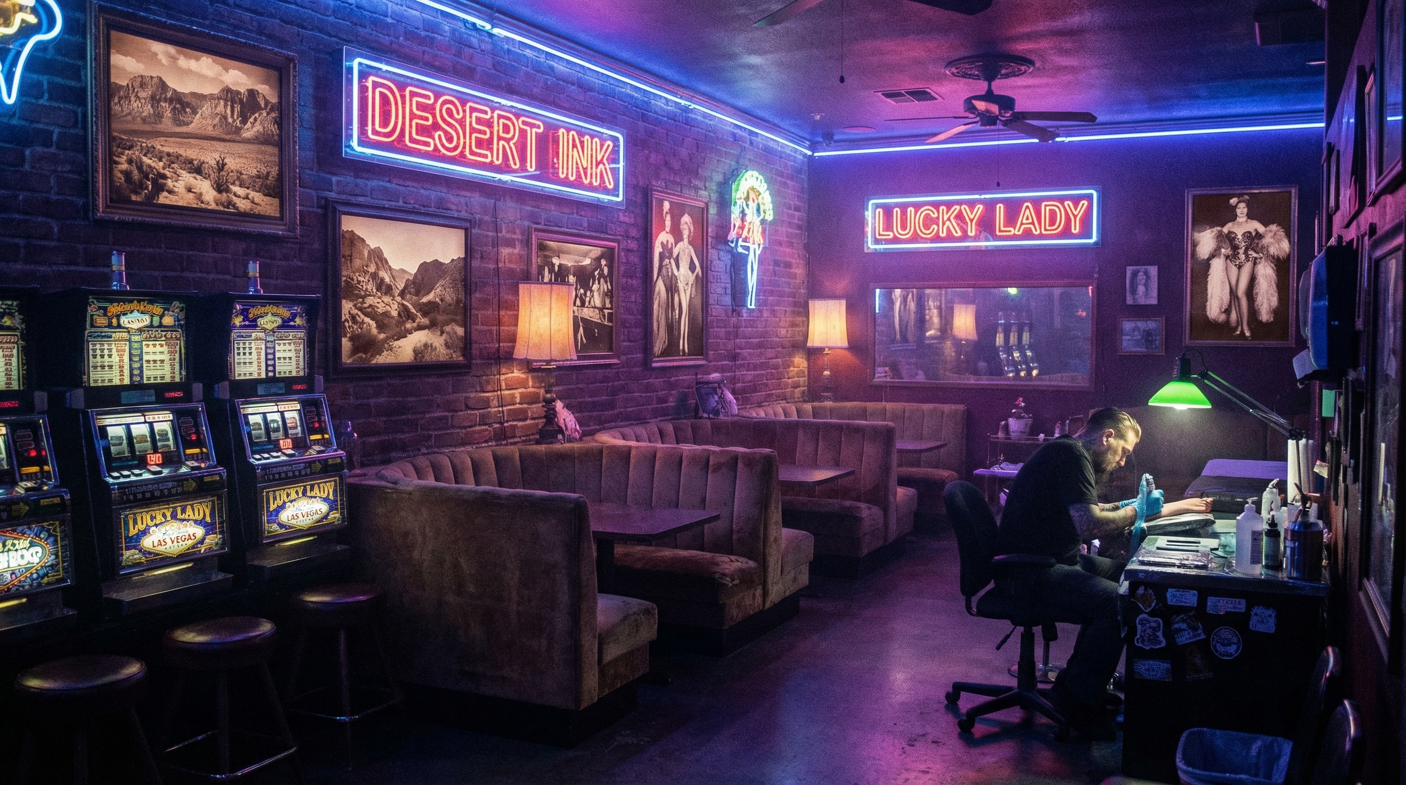 Tattoo shop interior representing Nevada