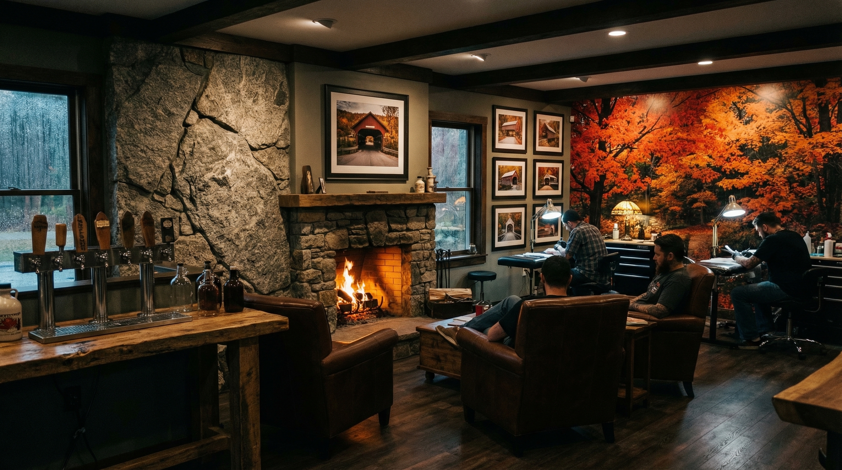Tattoo shop interior representing New Hampshire