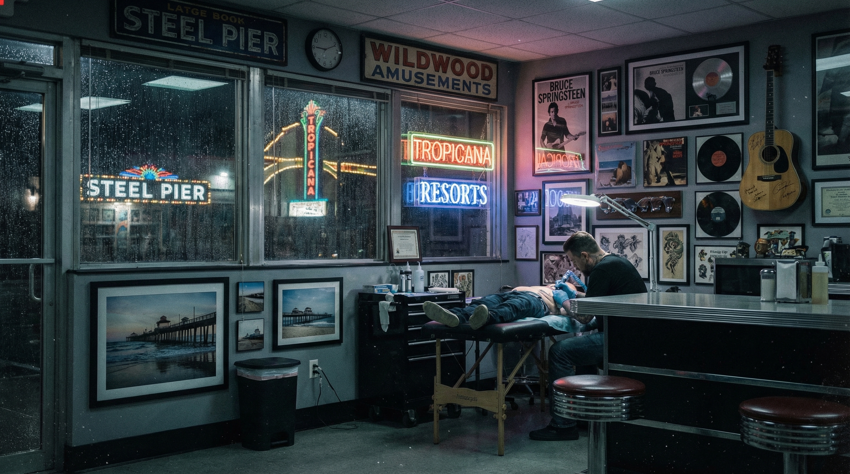 Tattoo shop interior representing New Jersey