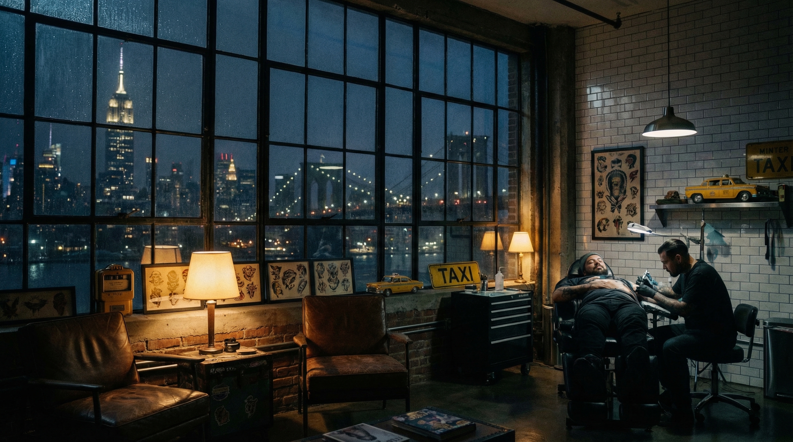Tattoo shop interior representing New York