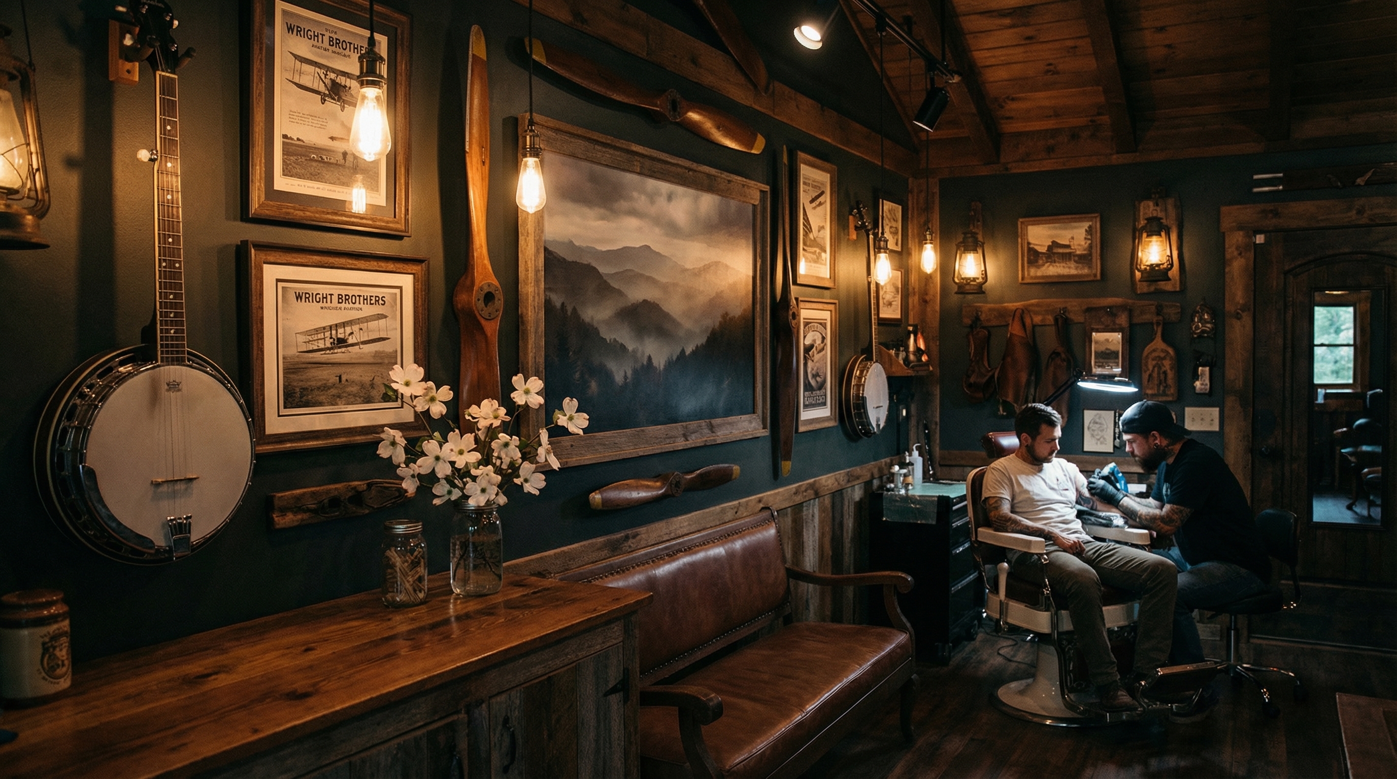 Tattoo shop interior representing North Carolina