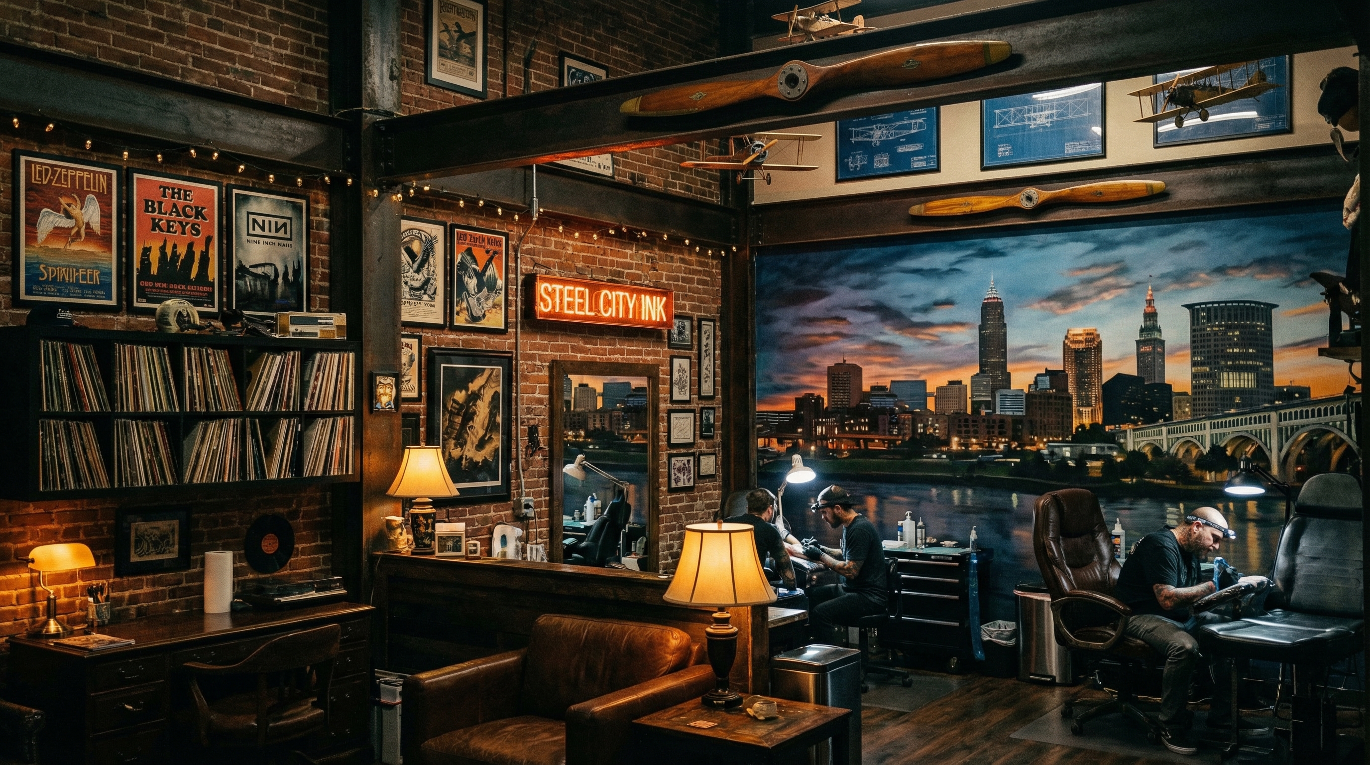 Tattoo shop interior representing Ohio