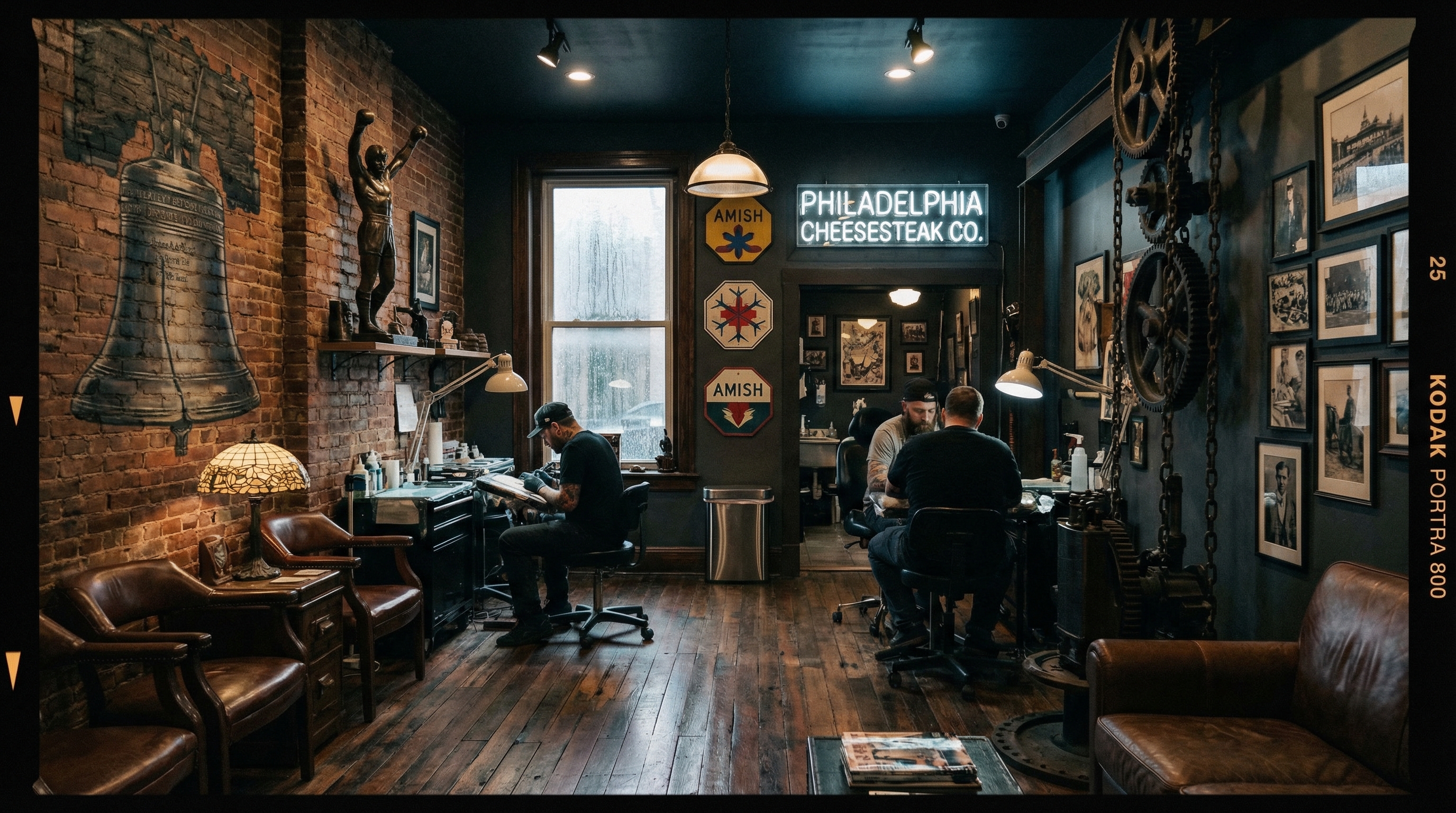 Tattoo shop interior representing Pennsylvania