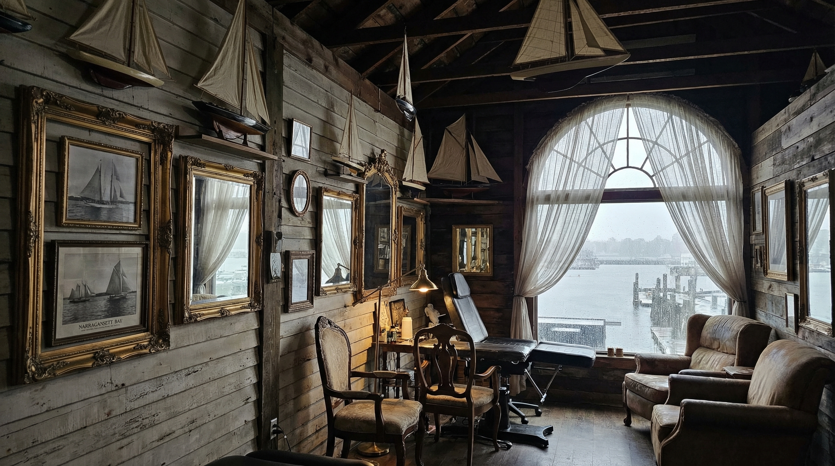 Tattoo shop interior representing Rhode Island