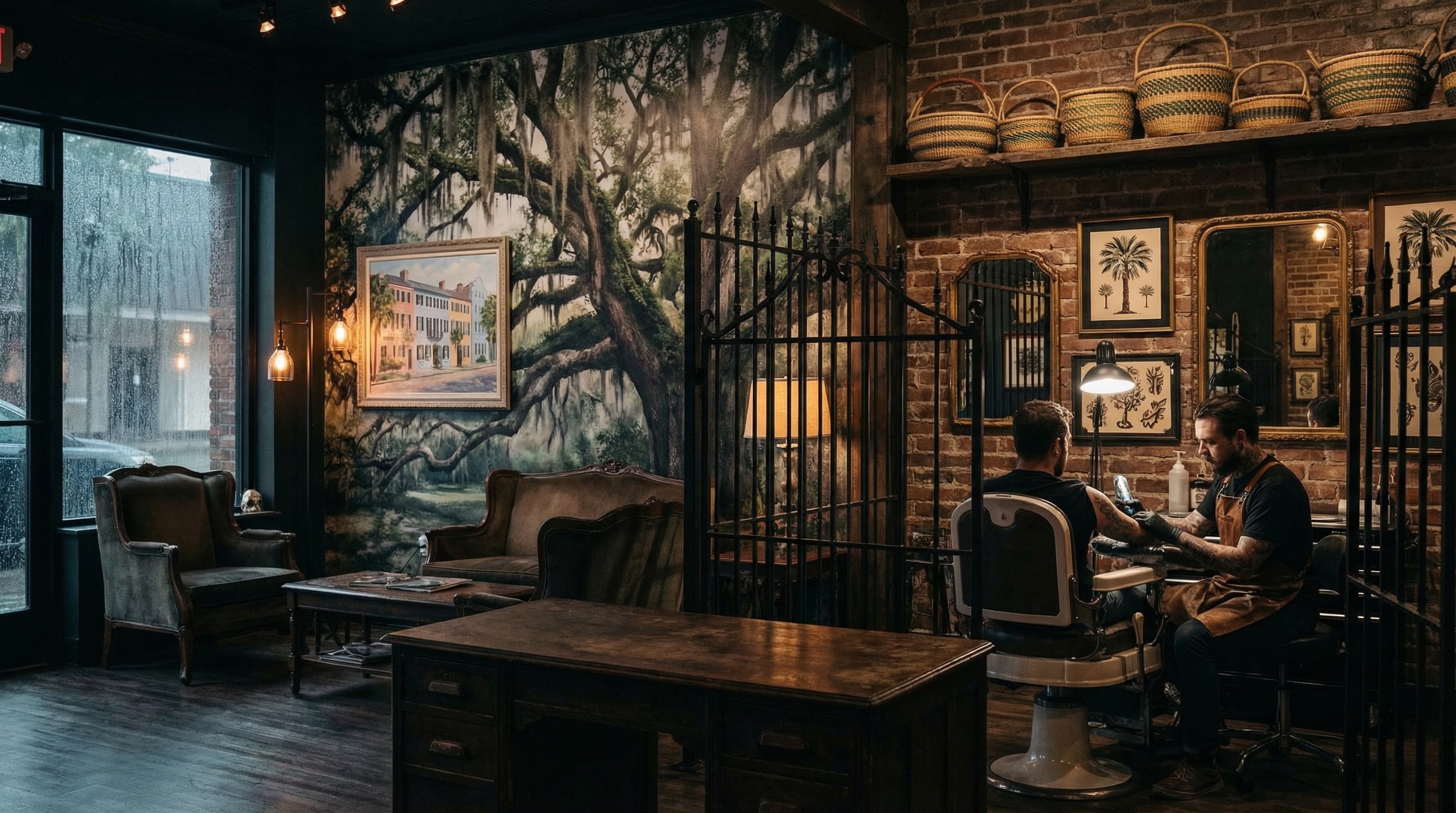 Tattoo shop interior representing South Carolina