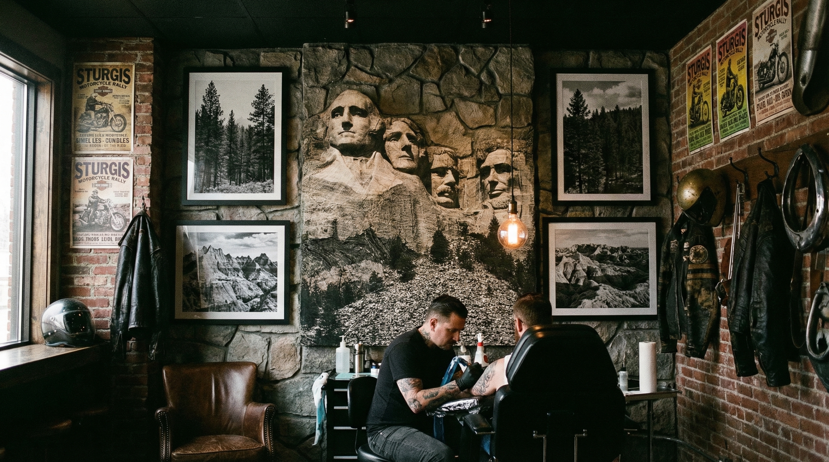 Tattoo shop interior representing South Dakota