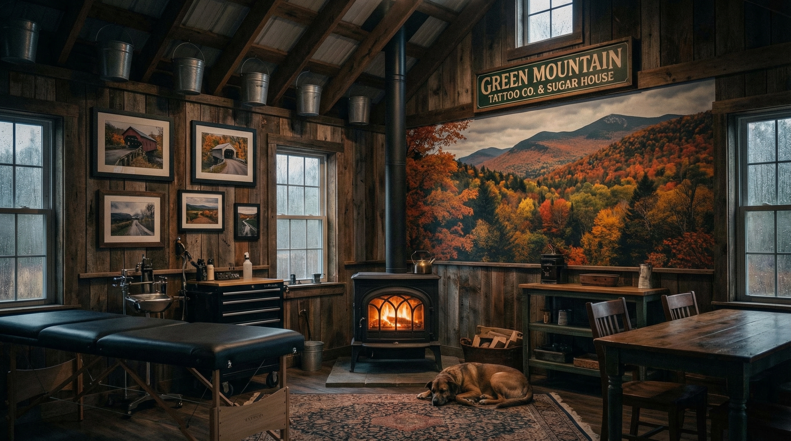 Tattoo shop interior representing Vermont