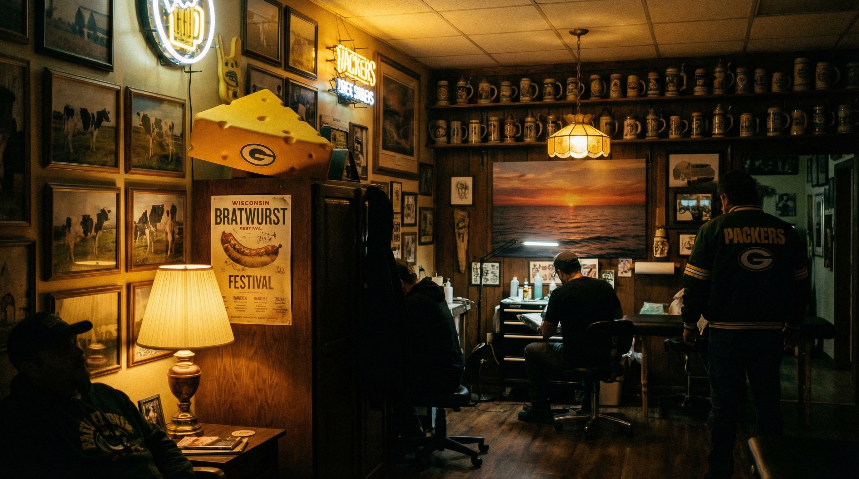 Tattoo shop interior representing Wisconsin